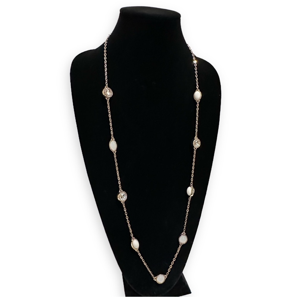 LOFT | Gold Crystal & Ivory Station Necklace | NWT